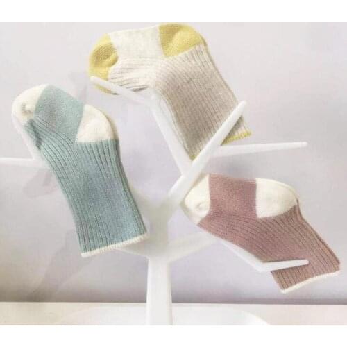 3Pair 2019 autumn and winter new baby socks cotton infant color matching baby toddler socks