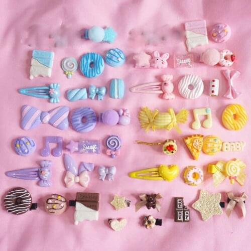 Original Sweet Barrettes Set Lolita Hair Accessories Pink Blue Purple Brown Yellow Sweet Harajuku Headdress