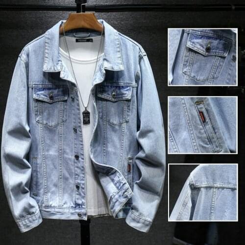Autumn Mens Denim Jacket Korean Version of The Trend of Solid Color Loose Mens Street Denim Jacket