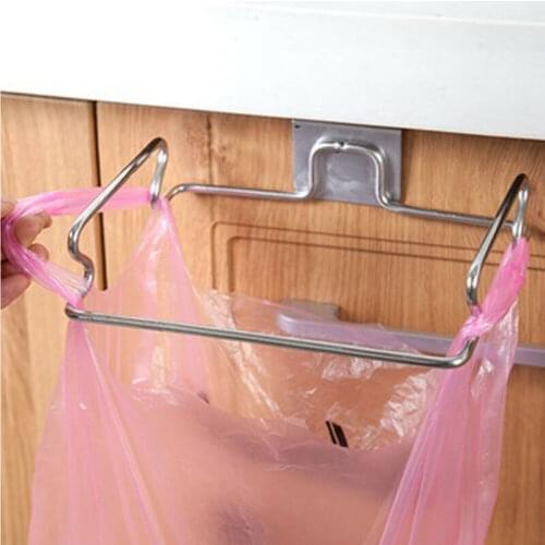 Portable Stainless Steel Garbage Hanging Bag Kitchen Trash Storage Rack Bag Hook Scouring Pad Dry Shelf Holder Kitchen Organzier