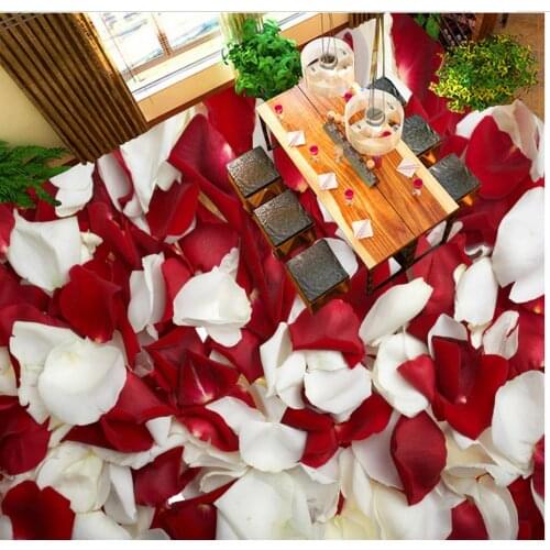 Modern Custom 3D Floor Mural Beautiful romantic petal floor Non-slip Waterproof Self-adhesive PVC Wallpaper