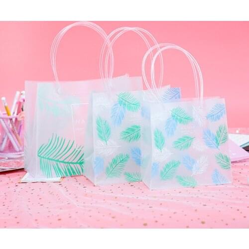 Fresh Green Leaves Transparent Gift Bag Women Handbag PVC Jewelry Bag Exquisite Portable Translucent Wedding Candy Storage Bags