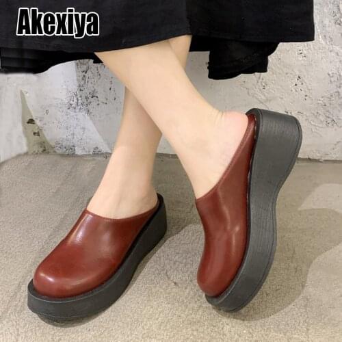 2021 Spring Flats Women Shoes Round Toe Loafers platform Black beige Moccasin Mules Shoes For Women p809