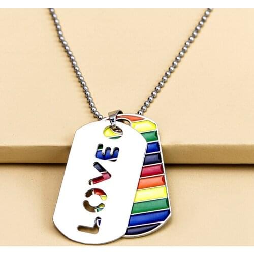 Love Fashion Rainbow Gay Necklace Girl Boy Symbol Stainless Steel Necklaces Men Jewelry