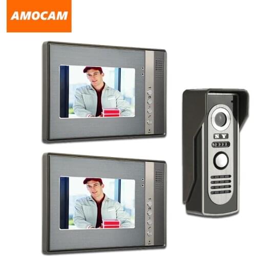 7" LCD Video Door Phone System 2 Monitor Video Intercom Aluminum Alloy Door Camera Video Doorbell Home Video Doorphone kit