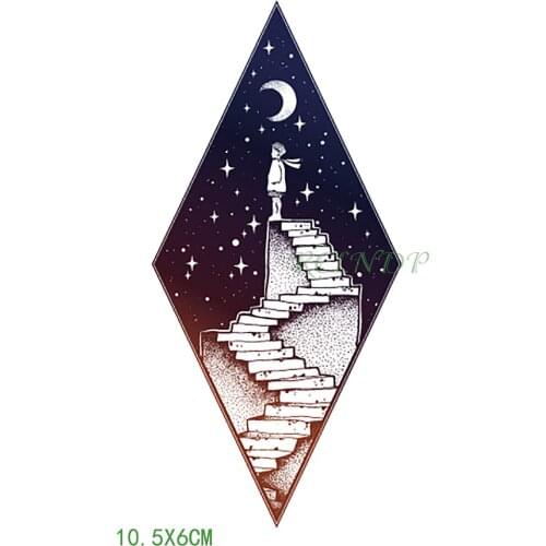 Waterproof Temporary Tattoo Sticker Moon Star Boy ladder Flash Tatoo Fake Tatto arm leg Wrist Foot hand For Girl Men Women