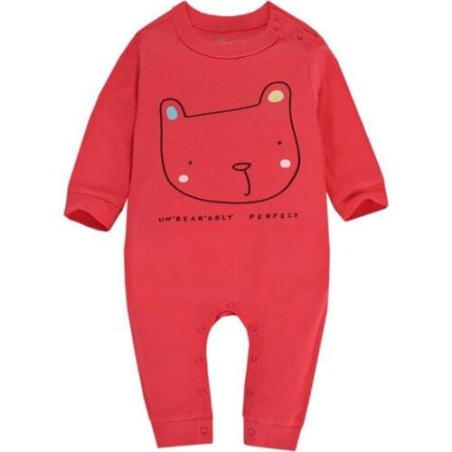 Y397 New 2017 baby cotton cartoon clothes long sleeve infant Girls Overalls Newborn Baby Clothing Infant Creeper Red bear jersey
