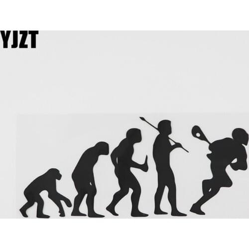 YJZT 17.6CMX7.6CM Cool Men Lacrosse Evolution Decal Vinyl Car Sticker Black/Silver 8A-0589