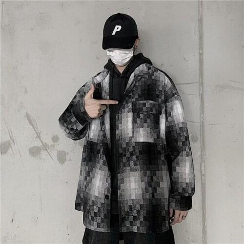 Woman Jacket Japanese Plaid Casual vintage Wind Cotton Jacket Coat Women Streetwear Turn-down Collar Loose winter clothes women