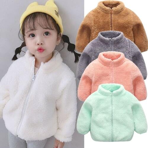 Baby Girls Winter Zipper Jackets Coats Kids Warm Jackets Fleece Children Outerwear Girls Loose Coats Baby Overcoat