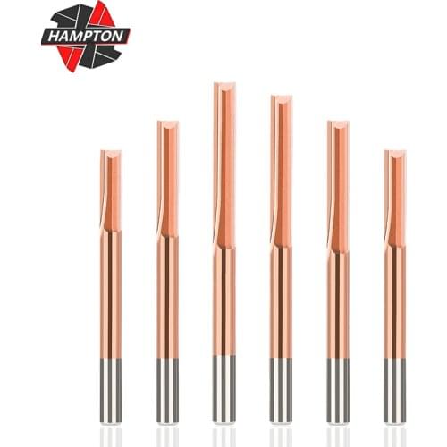 10pcs 3.175mm Shank Two Flutes Striaght Router Bits TiCN Coated Carbide End Mill Straight Engraving Cutters CNC Router Bit