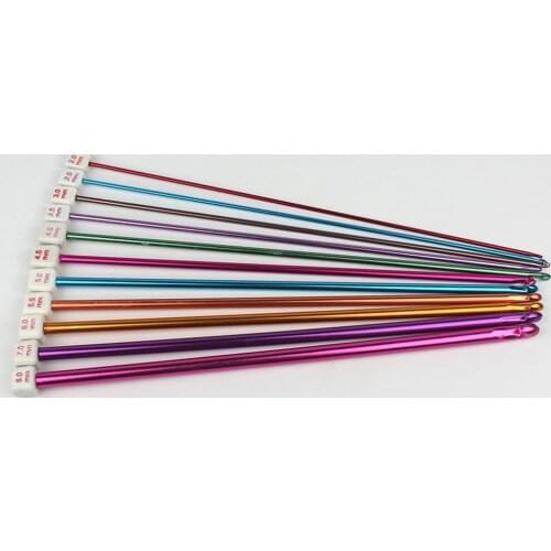 11pcs/set 27cm Single Pointed Knitting Needles Pins Straight Aluminum DIY Weaving Tool long sweater scarf needle 2.0-8mm