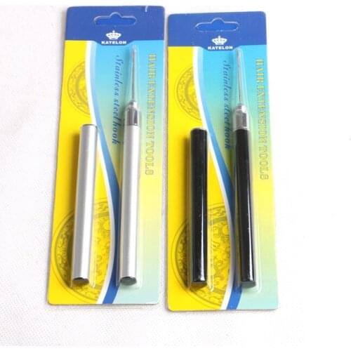 4 Pieces Black and Silver Pen-style Multi Function Loop Threader Pulling Hook Needle Micro Ring Hair Extensions Tools