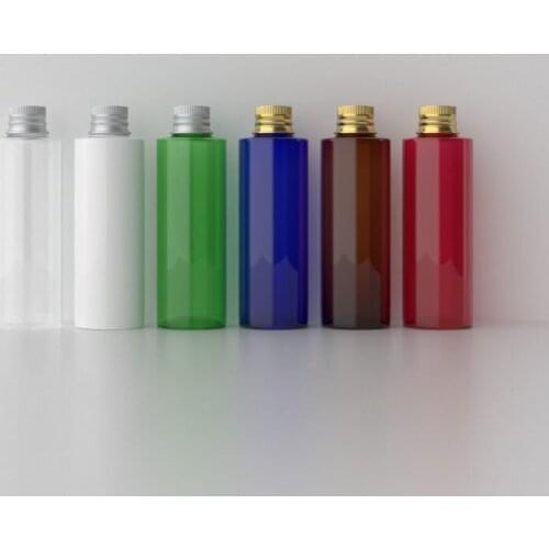 Multicolor Plastic Lotion Bottles 50pcs 150ml Small Refillable Plastic Shampoo Cosmetic Bottles Aluminum Cap Square Bottles