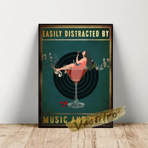 Abstract Illustration Poster Vinyl Record Prints Girl Music Party Wall Art Canvas Painting Bedroom Home Decor Funny Lover Gift