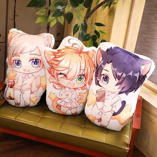 Anime 50CM The Promised Neverland Emma Ray Norman Plush toy Q version double sided pillow Plush gift
