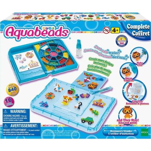 Aquabeads Complete Beginners Studio 840 Beads 16 Colors Water Sticky Beads Toys DIY