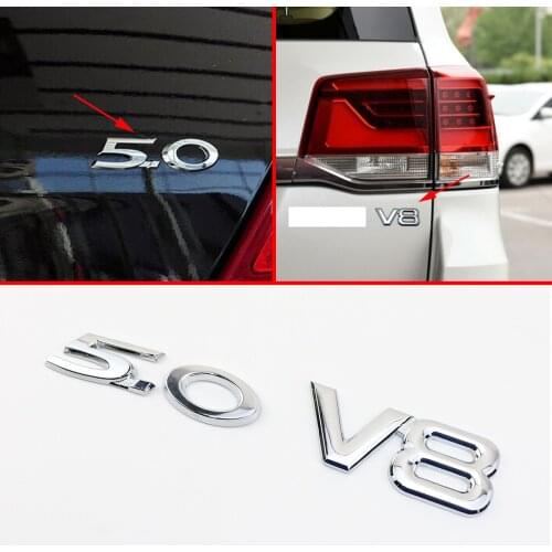 Vehicle Auto Car Door Body Decoration 3D Chrome Metal 5.0+V8 Badge Emblem Logo Decal Sticker Accessories Parts Universal