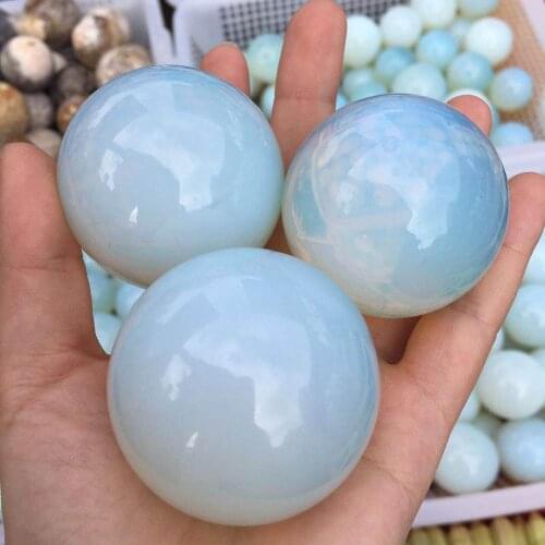 White Opal Ball Energy Stone Healing Sphere Decor Natural Quartz Crystals 1PC