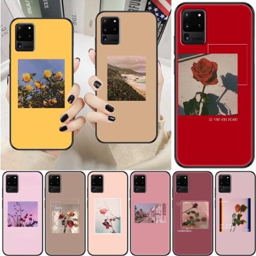 Great Rose prints flowers Sunflower Phone case For Samsung Galaxy Note 4 8 9 10 20 S8 S9 S10 S10E S20 Plus UITRA Ultra black