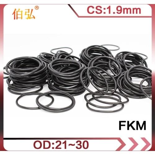 5PCS/lot Black FKM Rubber O-rings Seals 1.9mm Thickness OD21/22/23/24/25/26/27/28/29/30mm ORings Seal Gasket Sealing Washer
