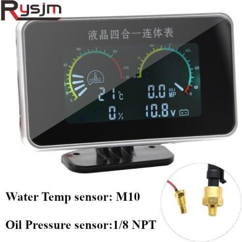 New Digital Truck Car water temp gauge Voltmeter Fuel gauges oil pressure indicator with M10 Water temp sensor 12V/24V