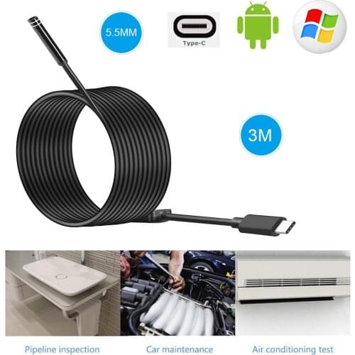 8mm 5.5mm 7mm Len Android HD USB Endoscope Camera Type C Inspection Hard Tube Camera PC Android for Huawei Phones Borescope