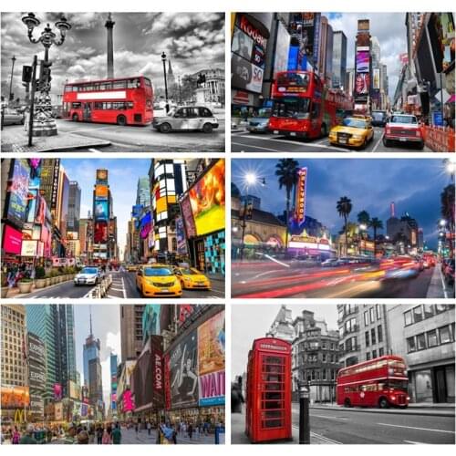 New York Times Square Photography Backdrops Street Buildings Cars Modern City Night Scenery Photography Backgrounds Photophone