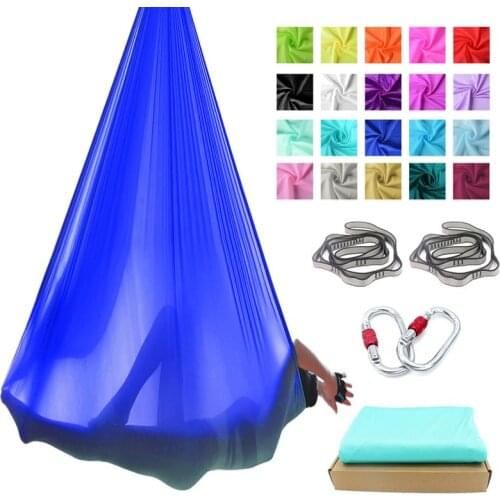 PRIOR FITNESS 5 meters Yoga Hammock set Top Quality High Strength yoga Aerial 100% Nylon W/daisy chain and carabiners