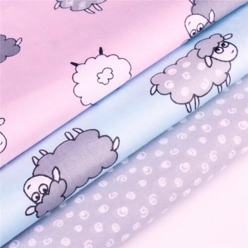 New Cartoon Animal Cotton Fabric Sewing Child Baby Cloth Kids Bedding Quilting Tecidos Patchwork Tissue Sheep Pattern 40*50cm
