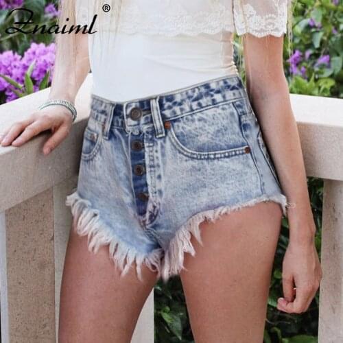 Znaiml Quality Sexy Ripped Denim Jeans Stretch Skinny Button Shorts High Waisted Boyfriend Street Torn Jegging Baggy Hot Jean