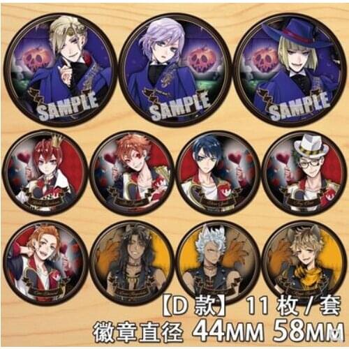 Anime Twisted-Wonderland Dire Crowley Riddle Rosehearts Grim Figure 6123 Badge Round Brooch Pin Gifts Kids Collection Toy