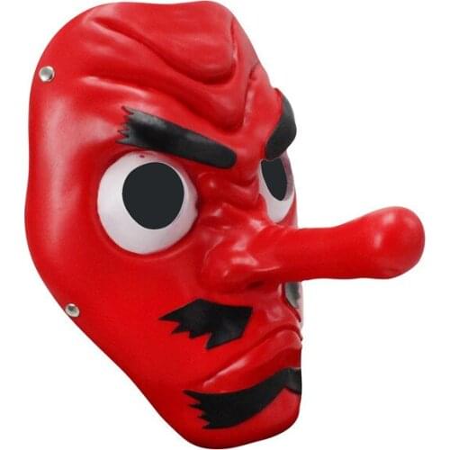 Fashion Demon Slayer Kimetsu No Yaiba Cosplay Urokodaki Sakonji Mask Red Resin Masks Halloween Cosplay Accessories