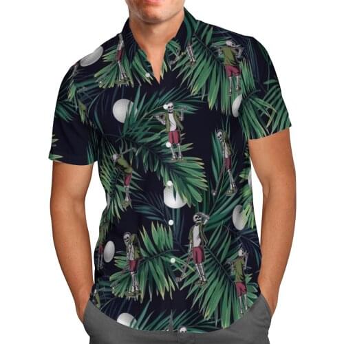 Skull Golf 3D Beach Hawaiian 2021 Summer Mens Shirt Short Sleeve Shirt Streetwear Oversized 5XL Camisa Social Chemise Homme-139