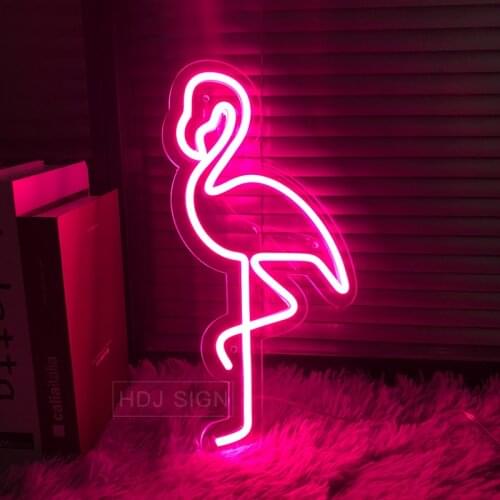 Custom Neon Light Letters Flamingo logo Visual Artwork Bar Pub Club Wall Hanging Holiday home party decoration