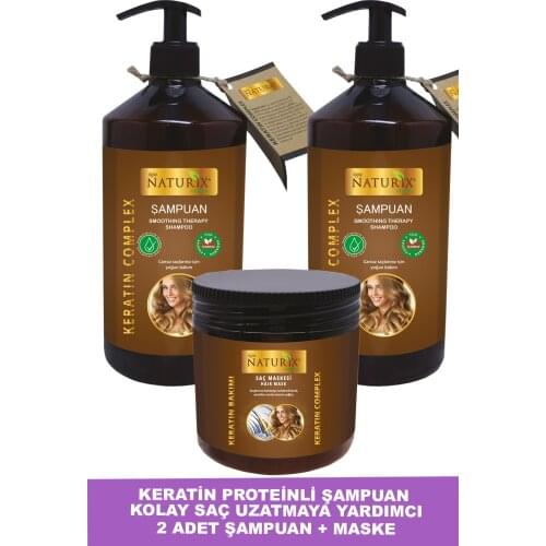 Naturix Organix Unsalted Keratin Shampoo 2 Pcs 600 ml Repair Care Shampoo + 500 ml Keratin Treatment Mask