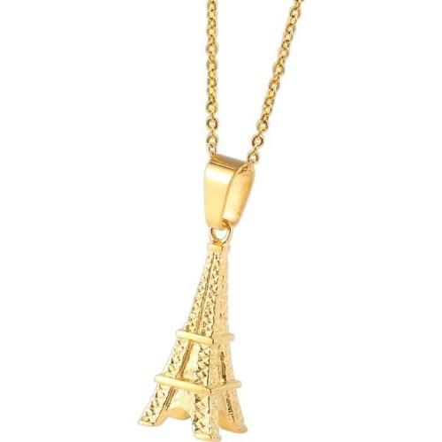 RIR Tiny Eiffel Tower Charm Necklace Stainless Steel Europe Vacation French Paris Charm Themed Gift Jewelry Friendship Gifts