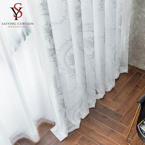 Luxury White Lace Tulle Window Curtains For Living Room Europe Floral Sheer Voile Curtain for Bedroom Kitchen Girl Drapes Blinds