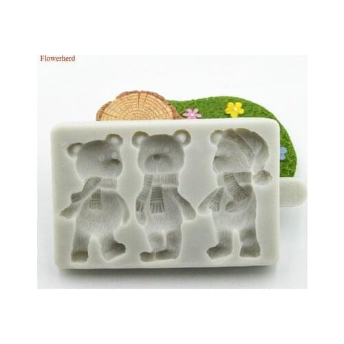 Christmas Decoration Three Bears Silicone Mold Cake Decorating Tool Party Decoration DIY Chocolate Biscuit Mold Kitchen Bakeware