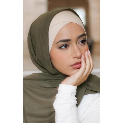 New Elastic Cotton Cross Turban Hat Solid Color Women Warm Winter Headscarf Bonnet Inner Hijabs Cap Muslim Hijab femme Wrap