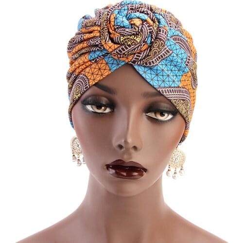 Vortex Knot scarf Lady Hat African Fashion Hat Headwraps Hijabs National Contton Muslim Women Turban Headband Latest America