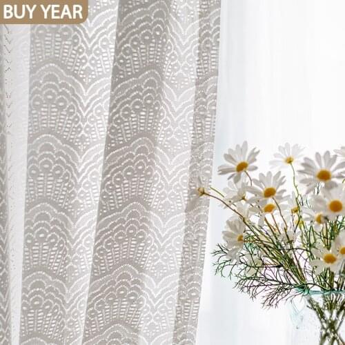 European-style Curtains for Living Dining Room Bedroom White Wave Butterfly Wings Lace Tulle Curtains Window Kitchen Curtains