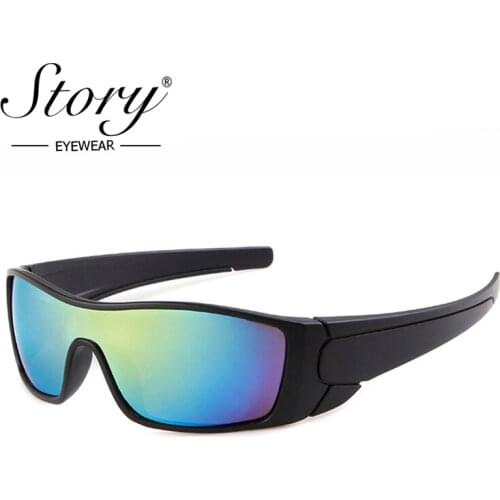 STORY 2018 Outdoor Sport Sunglasses Men Goggles Brand Designer Retro One Piece Rectangle Sun Glasses Sprot Eyewear Male Shades