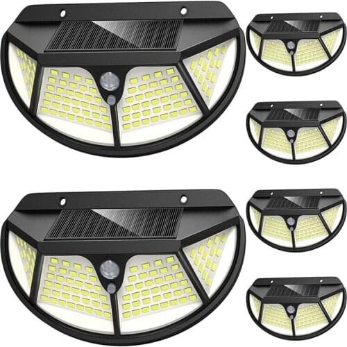 Solar Lights Outdoor Motion Sensor [102 LED/6 Pack/3 Working Modes]IP65 Waterproof 270°Wide Angle Lighting Wall Lights for Fence