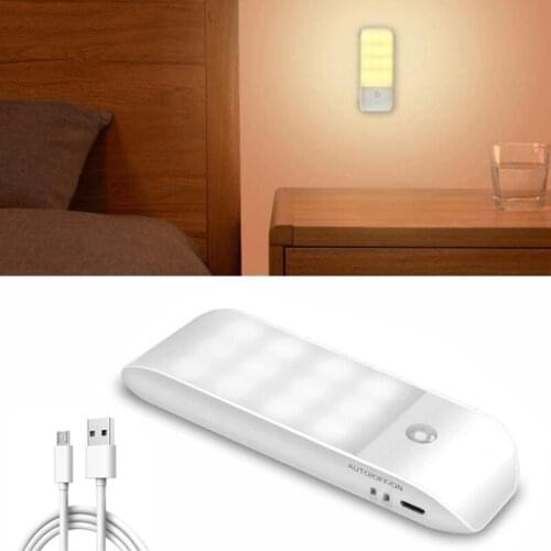 LED Night Light Motion Sensor Cabinet Light USB Rechargeable Bedroom Wall Lamp Household Energy-saving Bedside Lamp