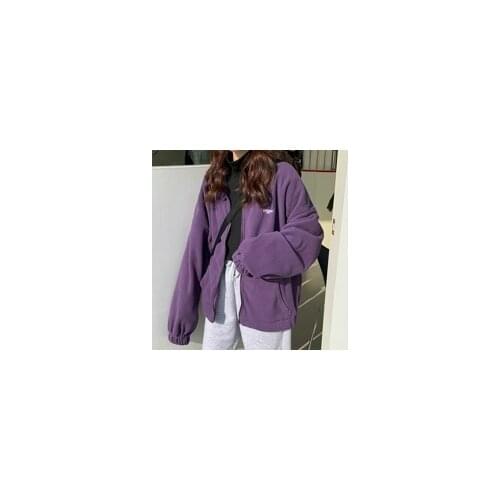 Zip-Up Hoodie Women Autumn Winter Fleece Oversized Sweatshirt Harajuku Bf Ulzzang Streetwear Loose Pockets Jacket Casual Tops