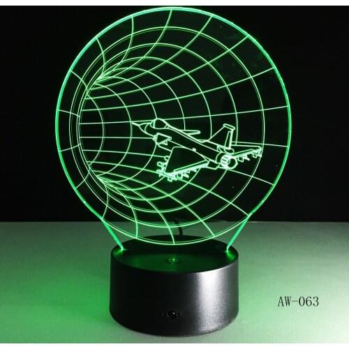 Unique 3D Effect Time Airplane Shape LED Night Lamp with USB Table Lamp for Office Light Decoration Aircraft Bulbing Lamp AW-063