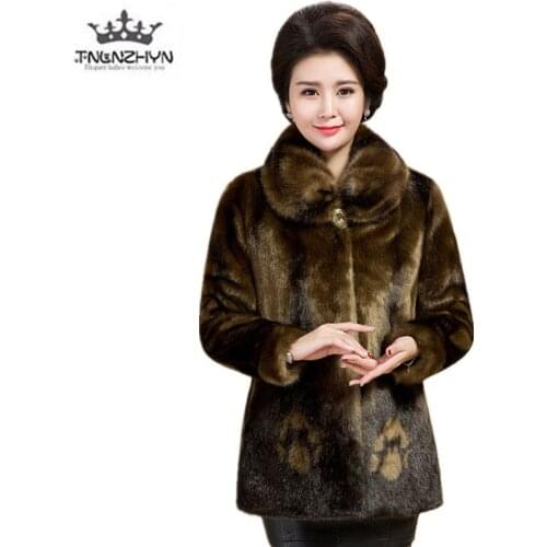 2019 Middle-aged women imitation mink fur fur coat mother loose thicken warm jacket high-quality clothing winter imitation fur