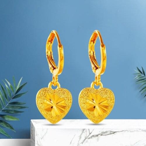 Hot Sale Fashion Gold Color Heart Hoop Earrings for Women Shining Cute Earrings Brincos Wedding Fine Jewelry