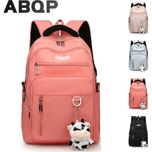 ABQP College School Backpack For Women Large Capacity Nylon School Girl Backpack Teenage Student Girls Student Bags